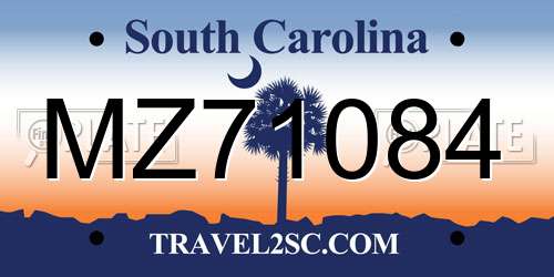 MZ71084 South Carolina License Plate