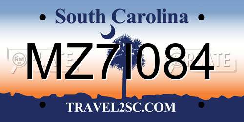 MZ7I084 South Carolina License Plate