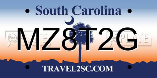 MZ8T2G South Carolina License Plate