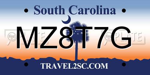 MZ8T7G South Carolina License Plate