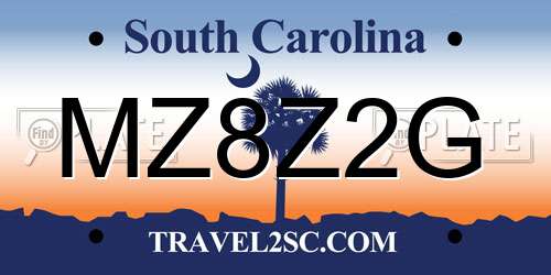 MZ8Z2G South Carolina License Plate