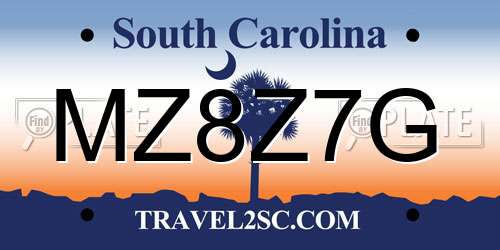 MZ8Z7G South Carolina License Plate