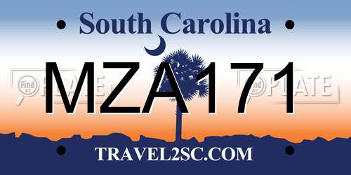 MZA171 South Carolina License Plate