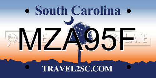 MZA95F South Carolina License Plate