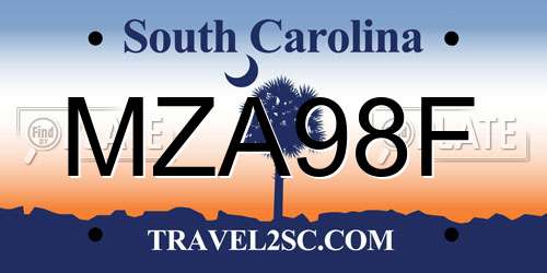MZA98F South Carolina License Plate