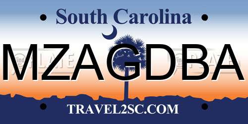 MZAGDBA South Carolina License Plate