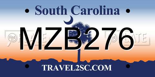 MZB276 South Carolina License Plate
