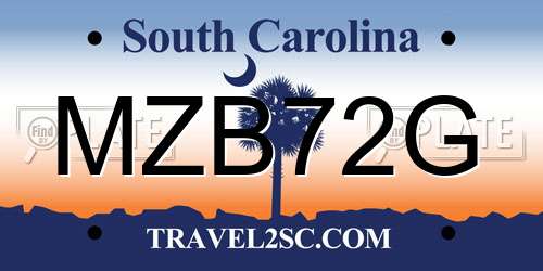 MZB72G South Carolina License Plate
