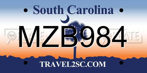 MZB984 South Carolina License Plate