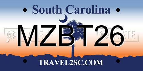 MZBT26 South Carolina License Plate