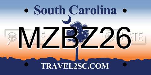 MZBZ26 South Carolina License Plate