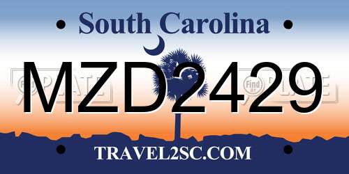 MZD2429 South Carolina License Plate