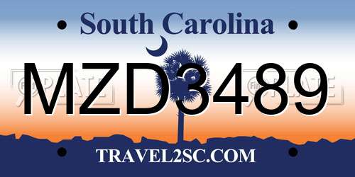 MZD3489 South Carolina License Plate