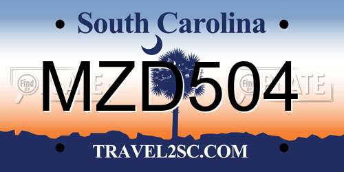 MZD504 South Carolina License Plate