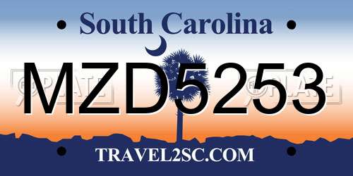 MZD5253 South Carolina License Plate
