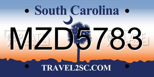 MZD5783 South Carolina License Plate