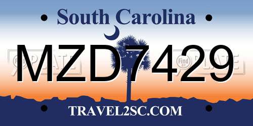 MZD7429 South Carolina License Plate