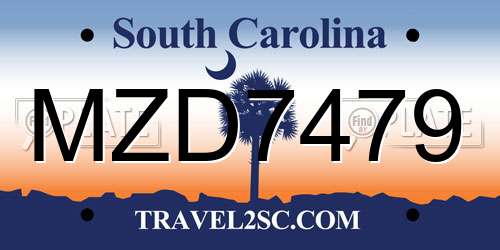MZD7479 South Carolina License Plate