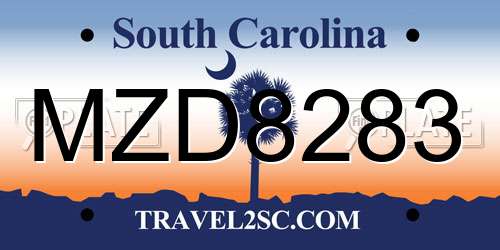 MZD8283 South Carolina License Plate
