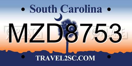 MZD8753 South Carolina License Plate