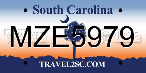 MZE5979 South Carolina License Plate
