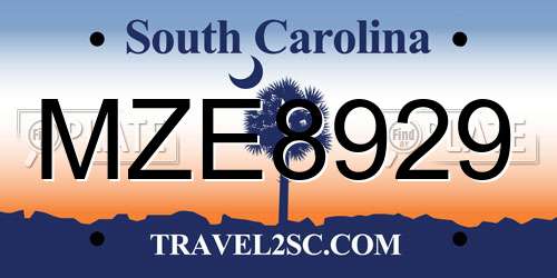 MZE8929 South Carolina License Plate