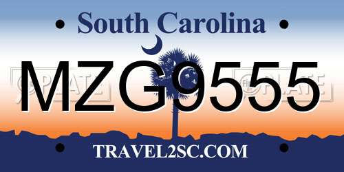 MZG9555 South Carolina License Plate