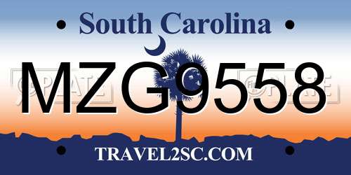 MZG9558 South Carolina License Plate