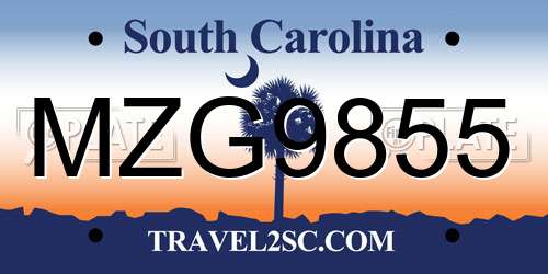 MZG9855 South Carolina License Plate