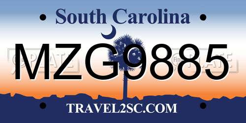 MZG9885 South Carolina License Plate