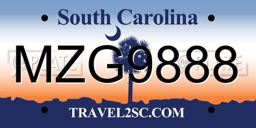 MZG9888 South Carolina License Plate