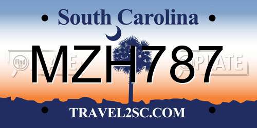 MZH787 South Carolina License Plate