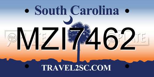 MZI7462 South Carolina License Plate
