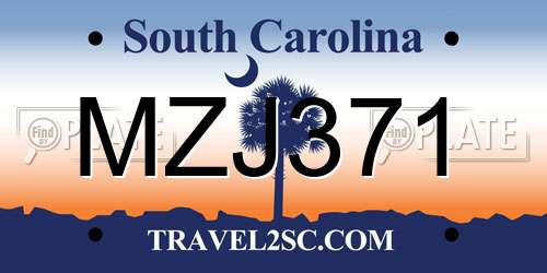 MZJ371 South Carolina License Plate