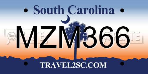 MZM366 South Carolina License Plate