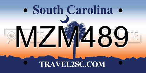 MZM489 South Carolina License Plate