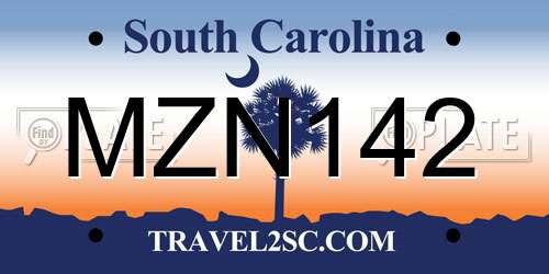 MZN142 South Carolina License Plate