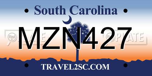 MZN427 South Carolina License Plate