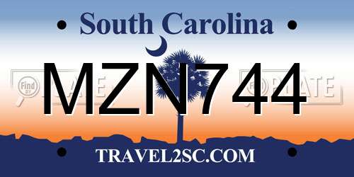 MZN744 South Carolina License Plate