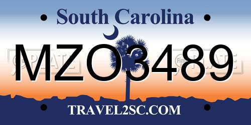 MZO3489 South Carolina License Plate