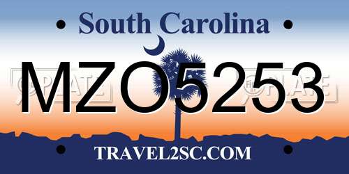 MZO5253 South Carolina License Plate