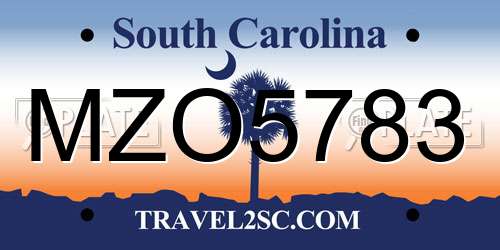 MZO5783 South Carolina License Plate