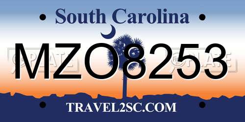 MZO8253 South Carolina License Plate