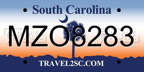 MZO8283 South Carolina License Plate