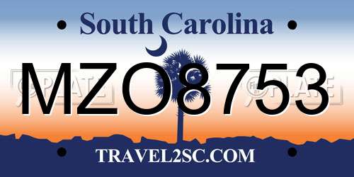 MZO8753 South Carolina License Plate