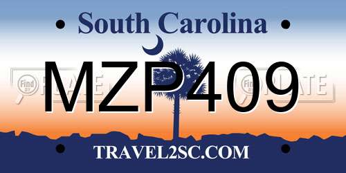 MZP409 South Carolina License Plate