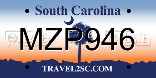 MZP946 South Carolina License Plate