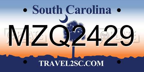 MZQ2429 South Carolina License Plate