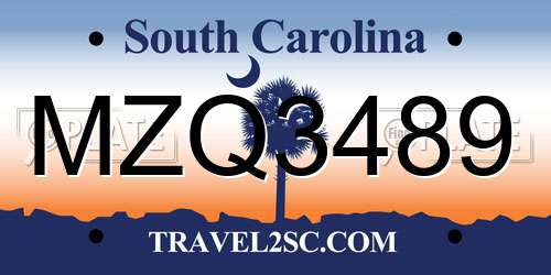 MZQ3489 South Carolina License Plate