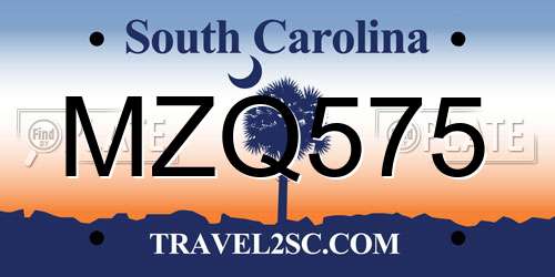 MZQ575 South Carolina License Plate
